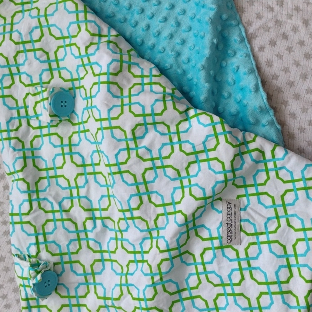 Carseat Canopy - Bright Blue, Green, and White